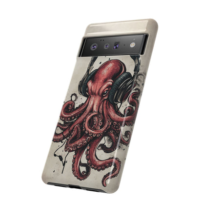 Retro Style Japanese Octopus Listening to Headphones Phone Cover