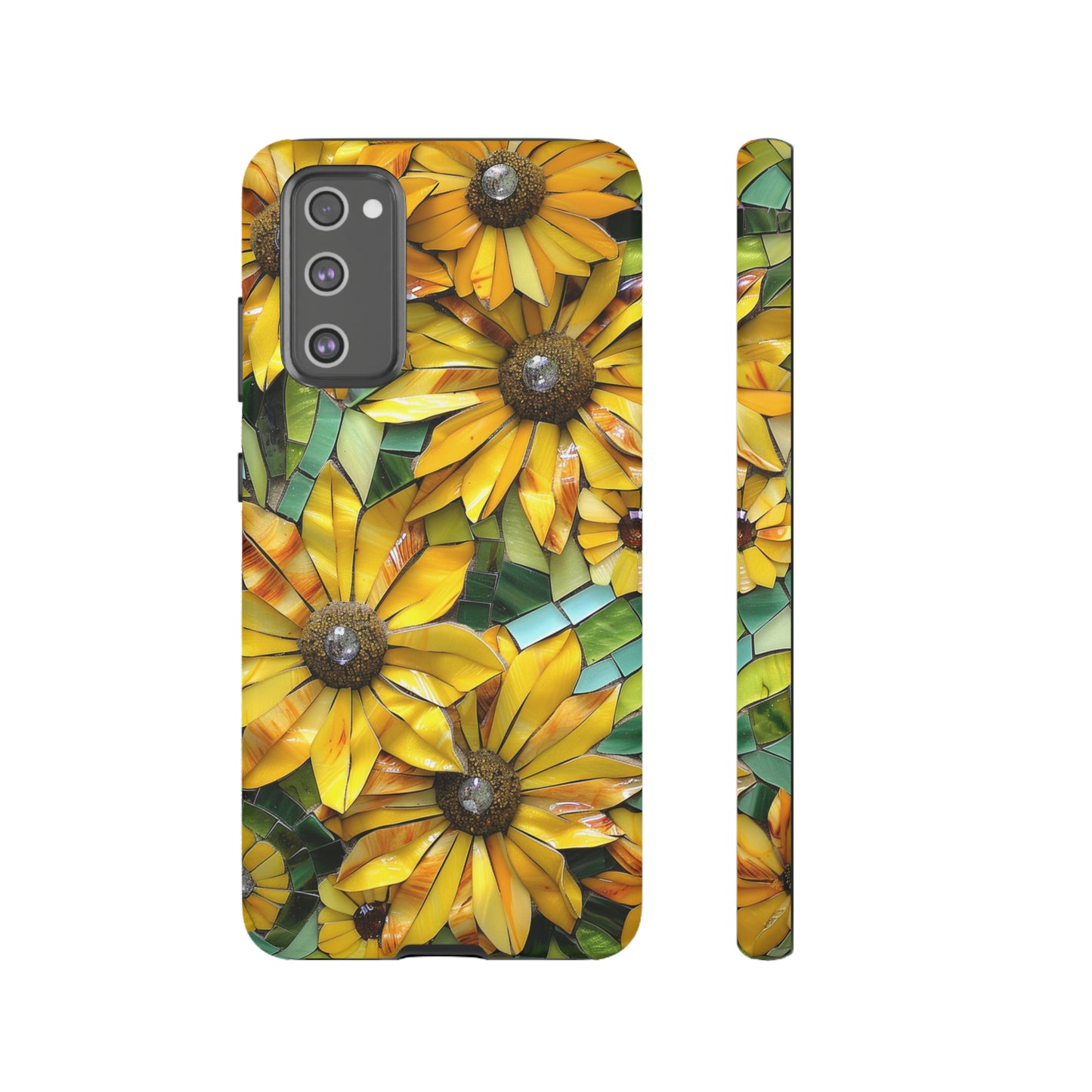 Yellow and Gold Daisy Mosaic Stained Glass Phone Case for iPhone 15, 14, Pro Max, 13, 12 & Samsung Galaxy S23, S22, S21, Google Pixel