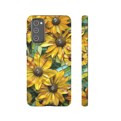 Yellow and Gold Daisy Mosaic Stained Glass Phone Case for iPhone 15, 14, Pro Max, 13, 12 & Samsung Galaxy S23, S22, S21, Google Pixel