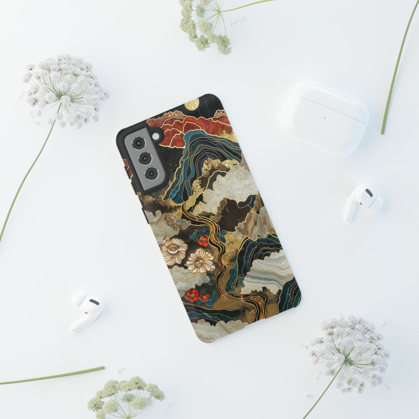 Chiyogami Stained Glass Floral Mountain Phone Case