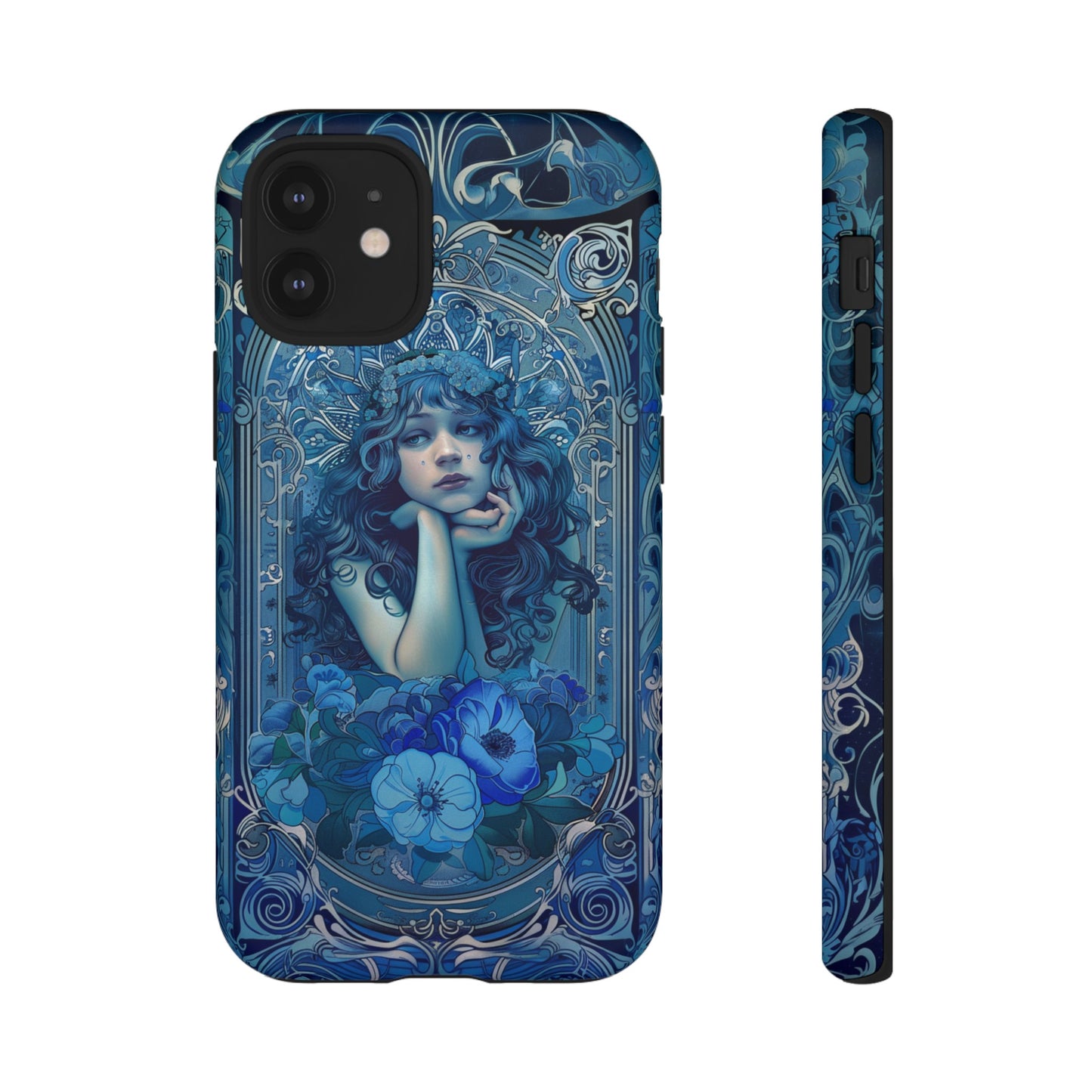 Blue Floral Art Nouveau Style Phone Case