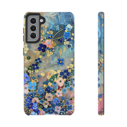 Forget Me Nots Gold Color Splash Floral Design Phone Case