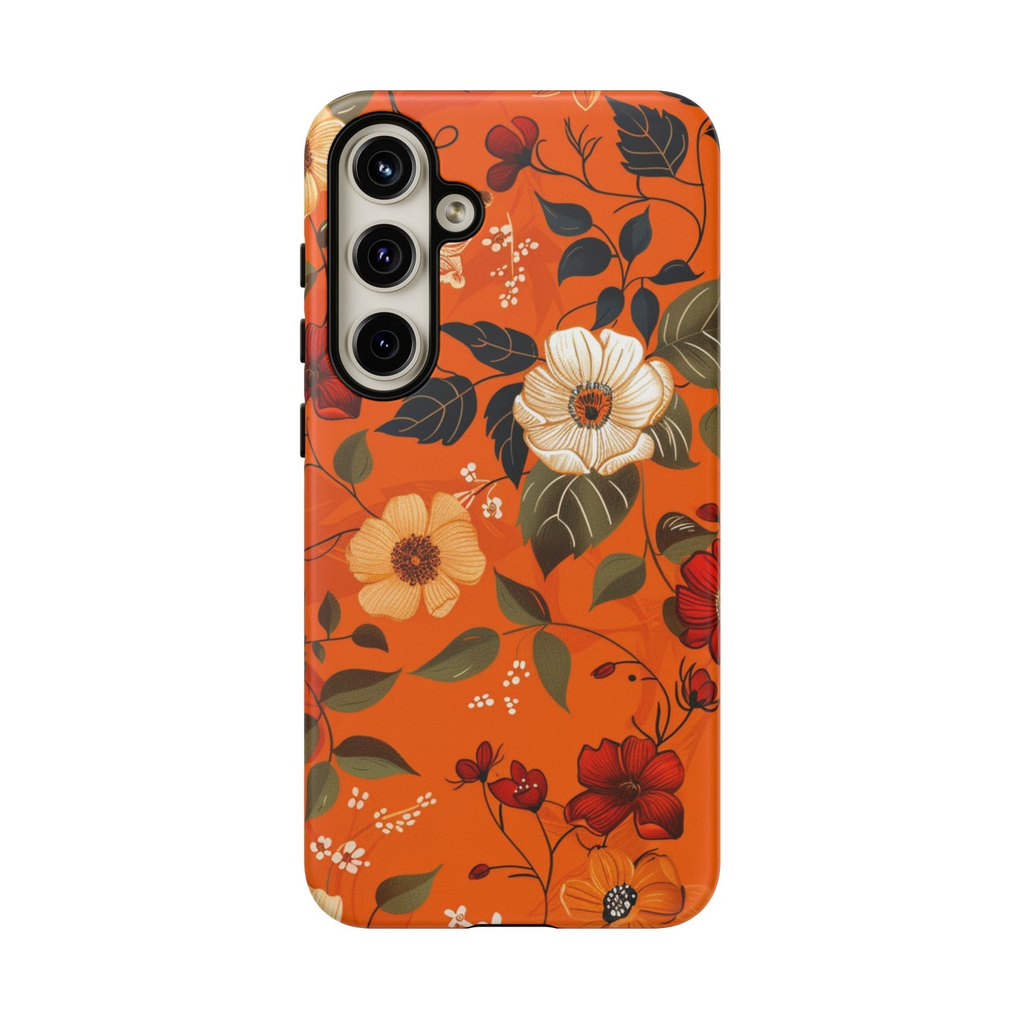 Orange Floral Phone Tough Case