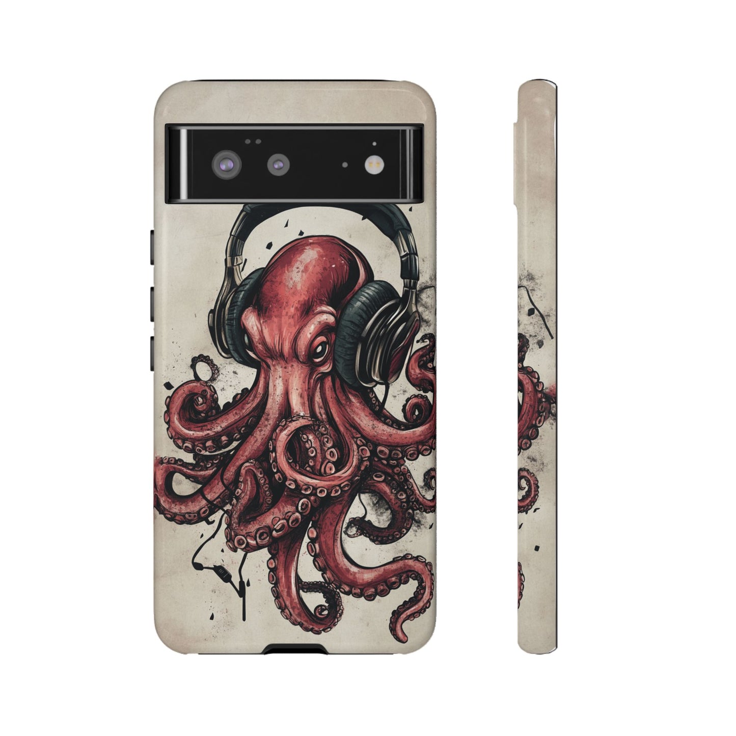 Retro Style Japanese Octopus Listening to Headphones Phone Cover