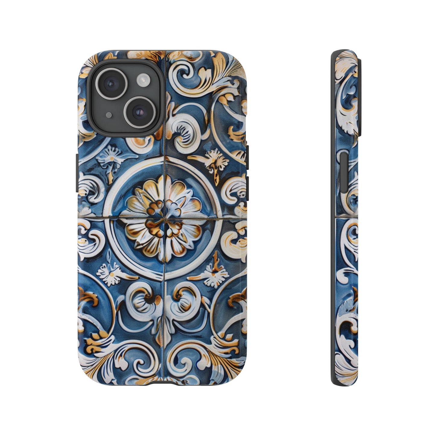 Azulejo Porcelain Blue & Creamy White Tile Mediterranean Design Phone Case