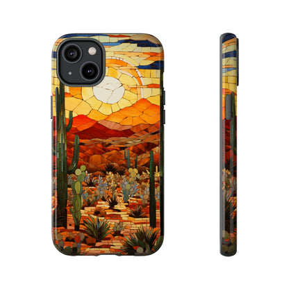 Desert Sunset Cactus Mosaic Tile