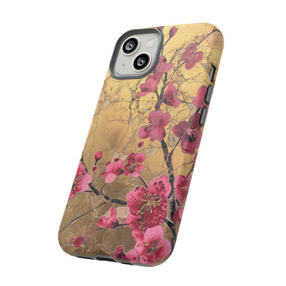 Pink Forget Me Nots Gold Floral Phone Case