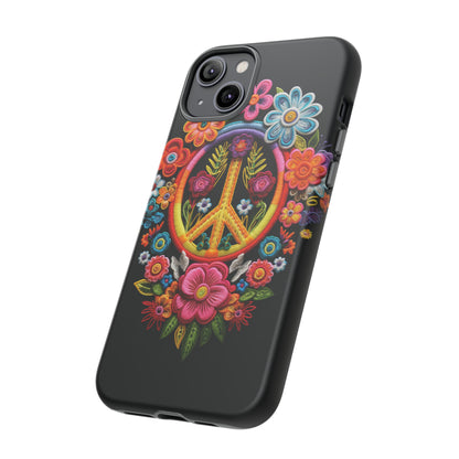 Peace Sign Embroidery Floral Hippie Style Phone Case