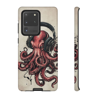 Retro Style Japanese Octopus Listening to Headphones Phone Cover