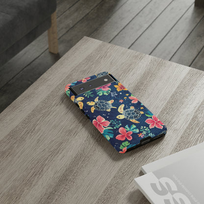 Undersea Floral Blue Sea Turtle Phone Case