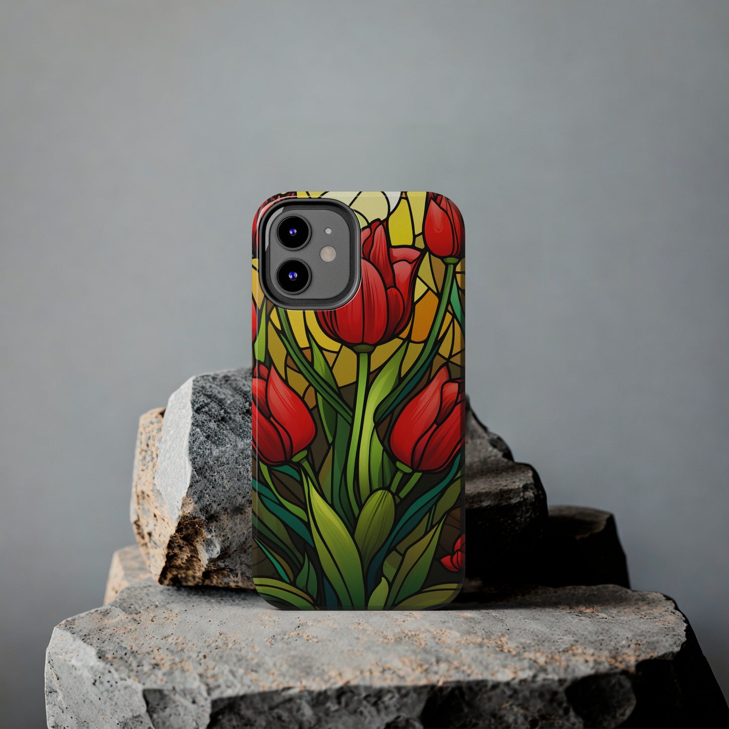 Stained Glass Tulip Floral Aesthetic iPhone Case | Embrace the Beauty of Nature in Full Bloom