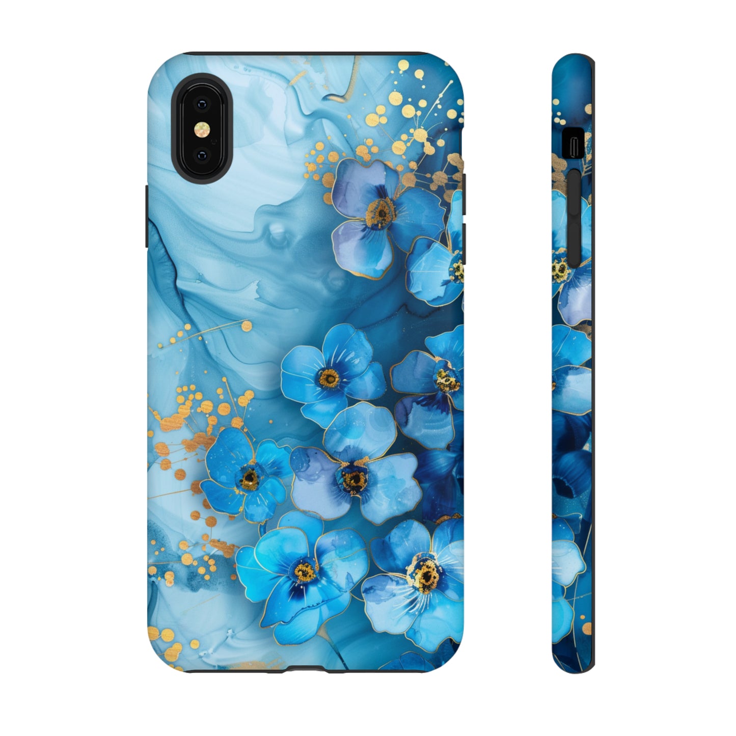 Forget Me Nots Gold Color Splash Floral Design Phone Case