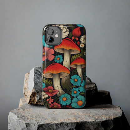 Psychedelic Retro Mushrooms iPhone case | Dive into Vintage Vibes