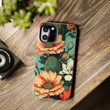 Desert Dream: Retro Vibe Cactus Tough iPhone Case