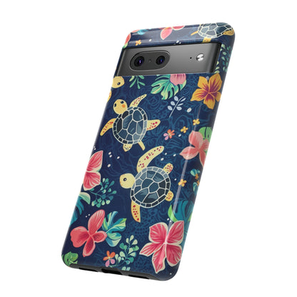 Undersea Floral Blue Sea Turtle Phone Case