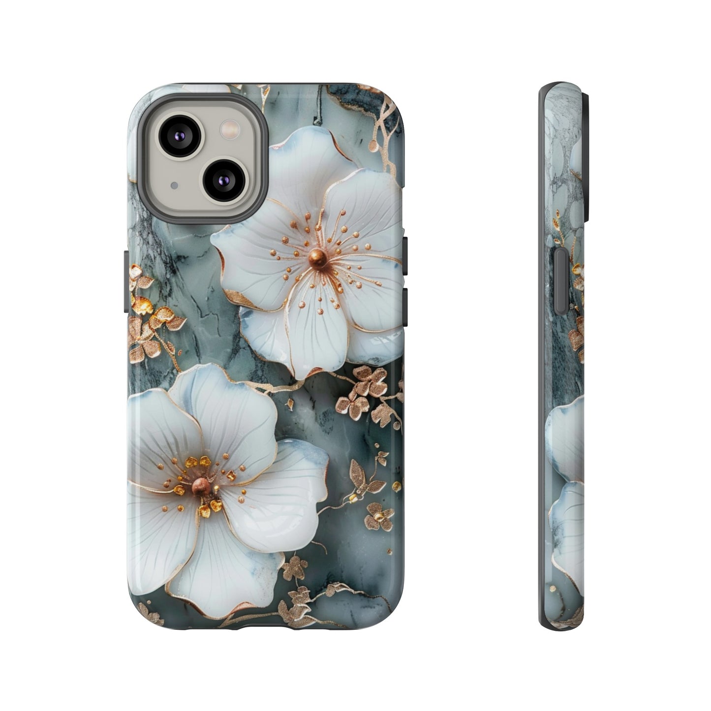 White Flower on Marble Stone  Phone Case