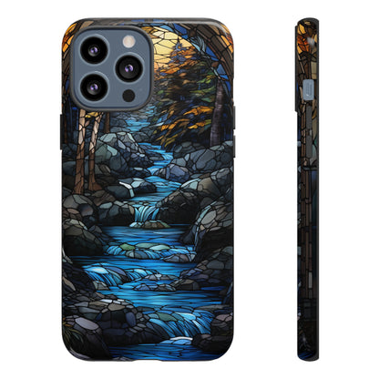 Stained Glass Stone Bridge and River Art Phone Case