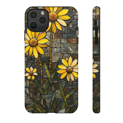 Yellow and Gold Daisy Mosaic Stained Glass Phone Case for iPhone 15, 14, Pro Max, 13, 12 & Samsung Galaxy S23, S22, S21, Google Pixel