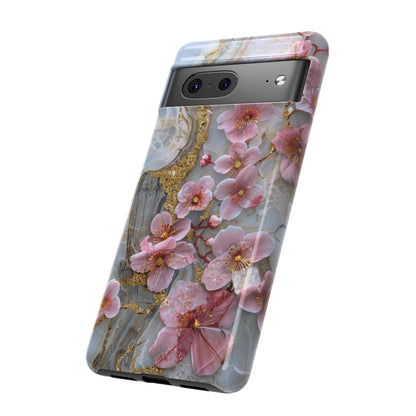 Pink Forget Me Nots Gold Floral Phone Case