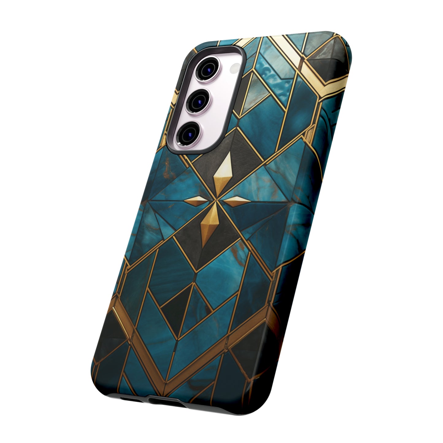 Gold and Blue Marble Mosaic Phone Case