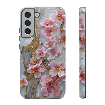 Pink Forget Me Nots Gold Floral Phone Case