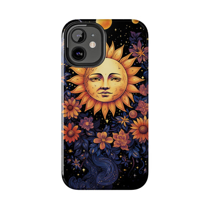 Cosmic Blooms: Floral Sun, Moon & Stars iPhone Case - Where Celestial Meets Botanical