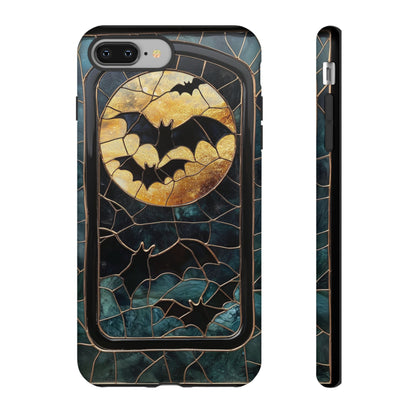 Halloween Phone Case Bats Stained Glass Style Spooky Moon Phone Cover