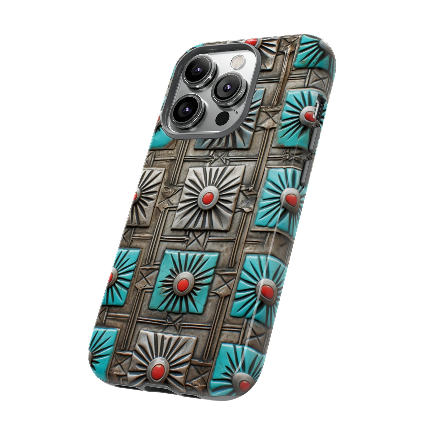 Vintage Navajo Native American Turquoise Concho Phone Case for iPhone 15, 14, 13, 12, 11 Pro Max, 14 Plus, iPhone XS Max, iPhone XR, iPhone 7, 8, 14, 15 Plus, SE