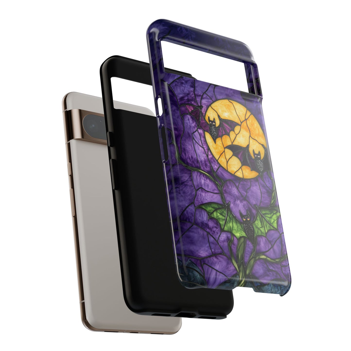 Full Moon Stained Glass Style Halloween Bats Phone Case