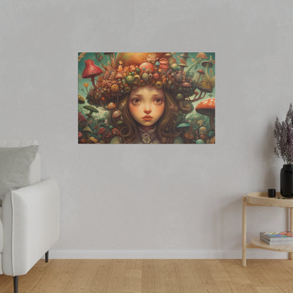 Surrealist Pop Art AI generated Head full of Magic Mushrooms | Stretched Canvas Print