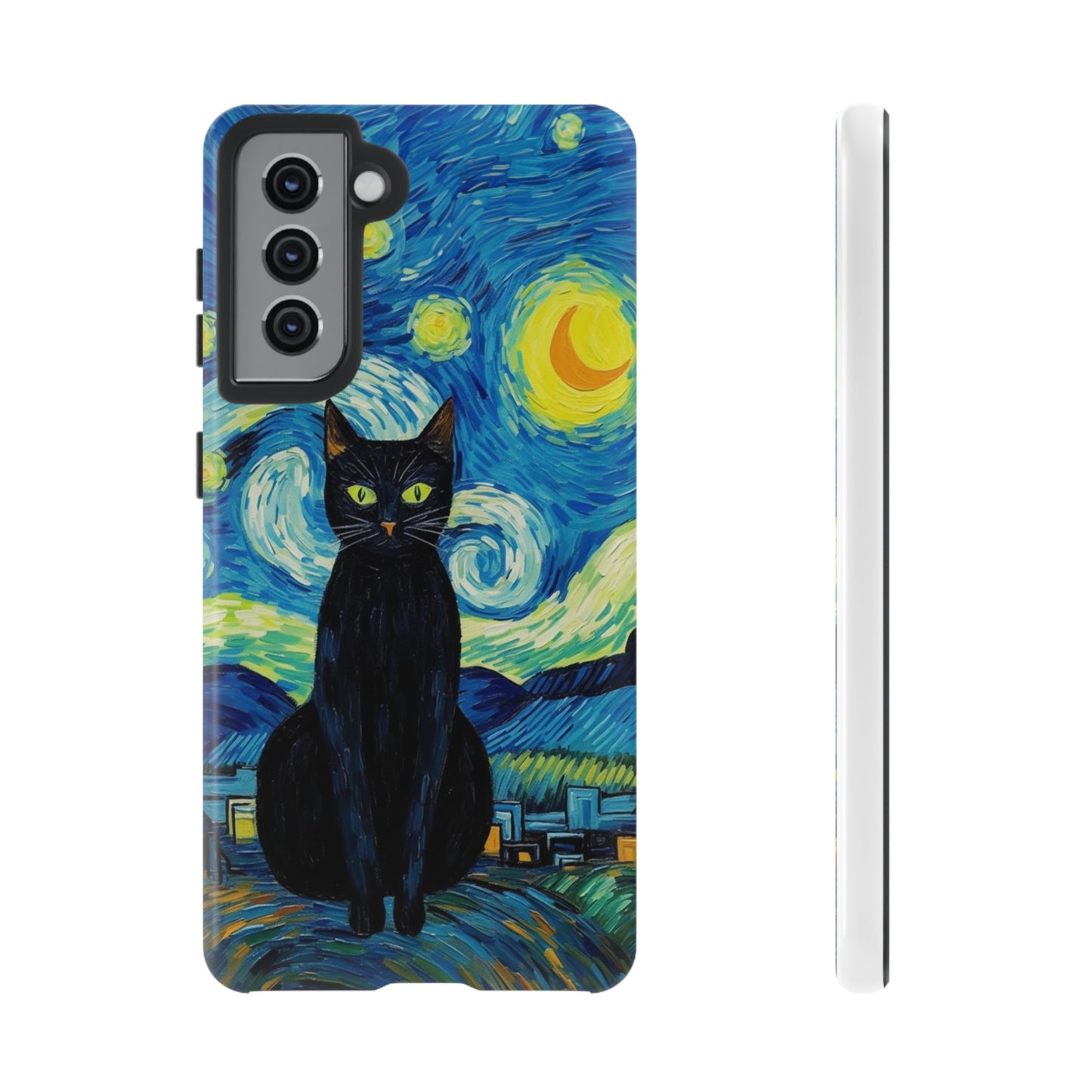 Starry Night Van Gogh Black Cat iPhone, Samsung Galaxy, Google Pixel  Case | Embrace Artistic Whimsy and Feline Charm