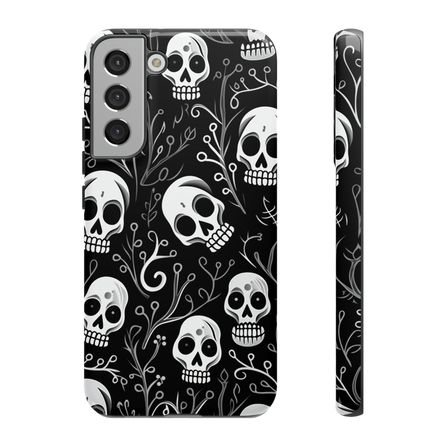 Join the Goth Side: Black Skull Floral Print | Mystical Elegance Case for iPhone, Samsung Galaxy, and Google Pixel