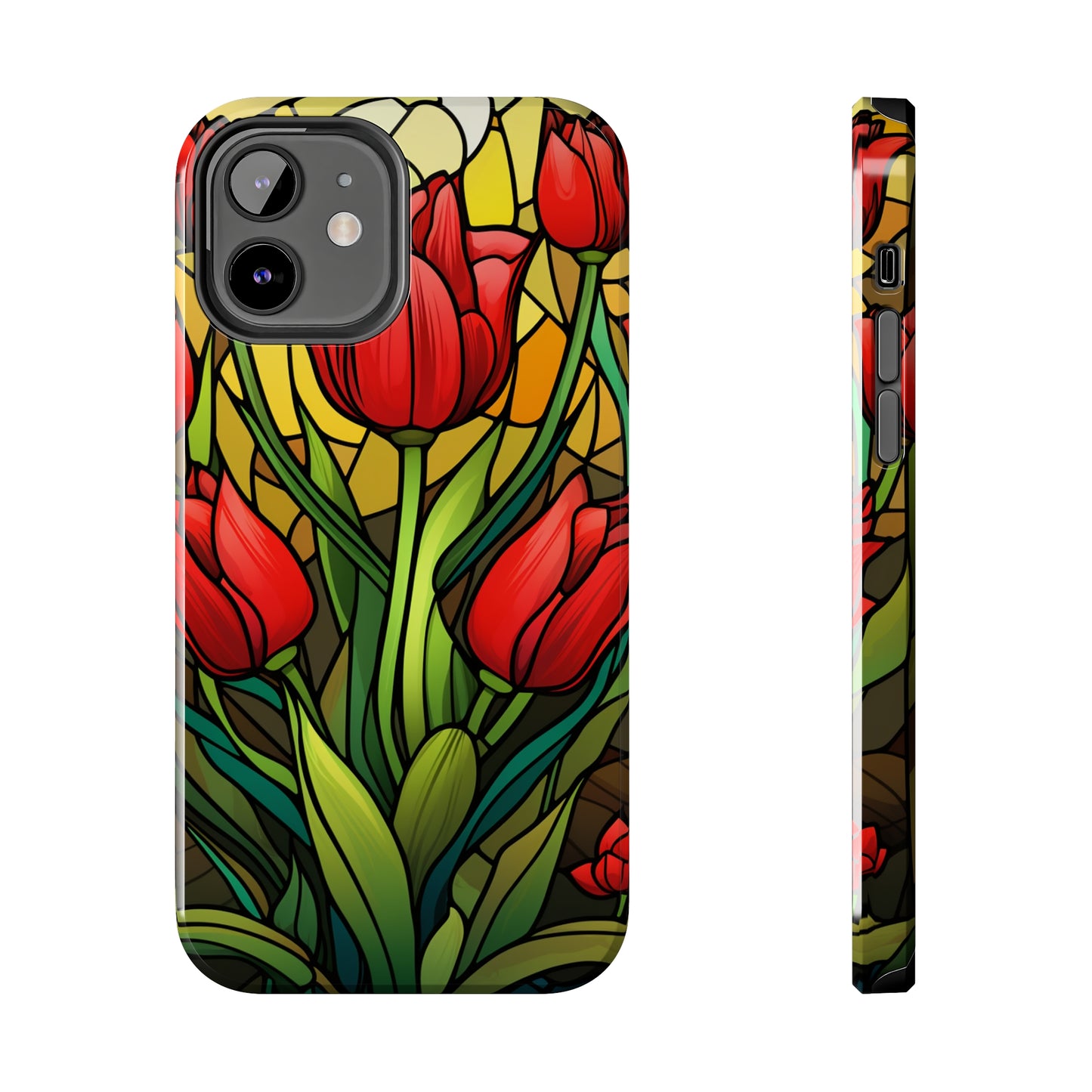 Stained Glass Tulip Floral Aesthetic iPhone Case | Embrace the Beauty of Nature in Full Bloom