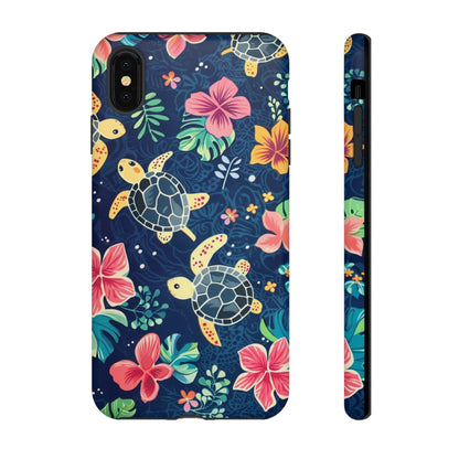 Undersea Floral Blue Sea Turtle Phone Case