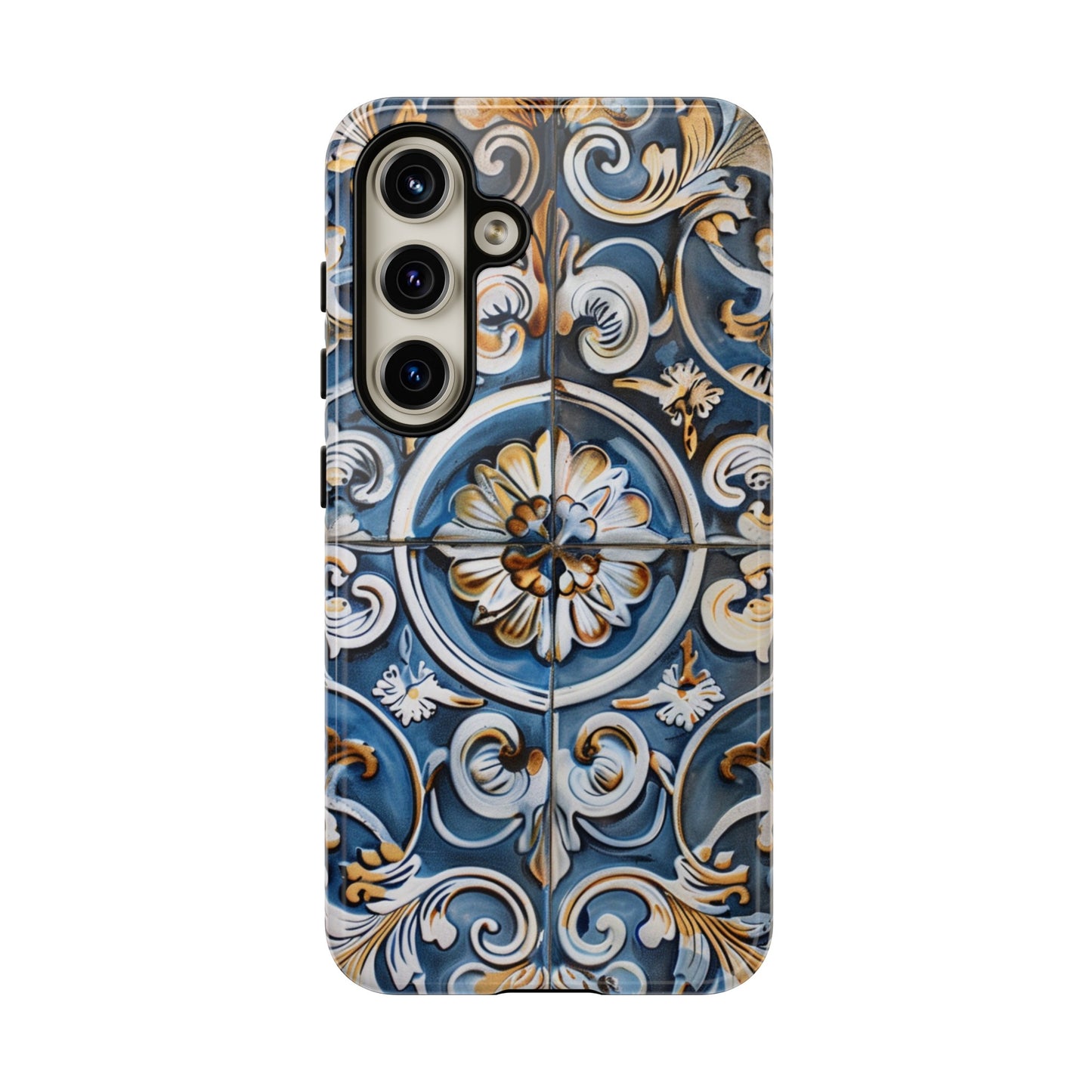 Azulejo Porcelain Blue & Creamy White Tile Mediterranean Design Phone Case