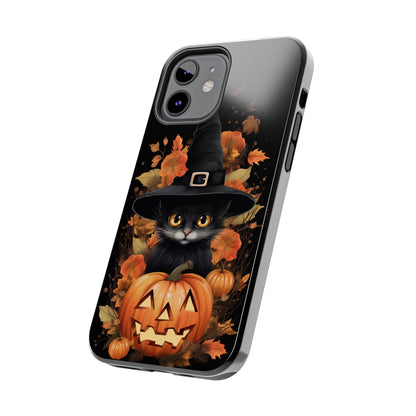 Trick or Treat Delight: Adorable Witch Cat Halloween Celebration | Whimsical iPhone Case