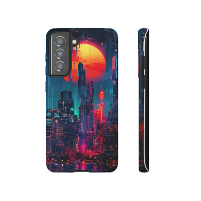 Cyberpunk Full Moon Cityscape Phone Case