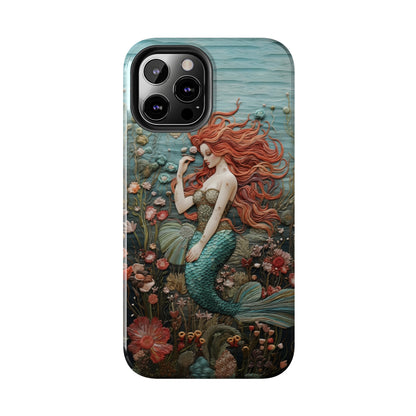 Siren's Song: Mermaid Elegance Apple Phone Case | Embroidery-Inspired iPhone Case