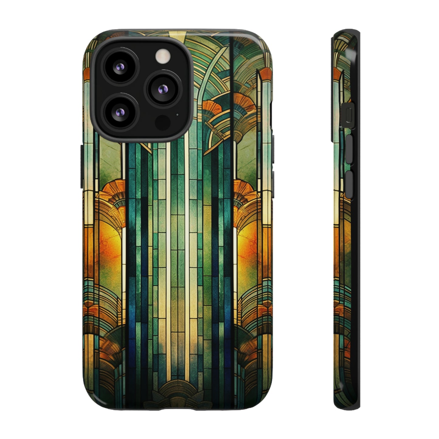 Art Deco Stained Glass floral Phone Case for iPhone 15, 14, Pro Max, 13, 12 & Samsung Galaxy S23, S22, S21, Google Pixel