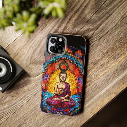 Stained Glass Magic iPhone Case: Psychedelic Tibet Buddha Mandala | iPhone 13 Case Mystical Tibetan Artistry