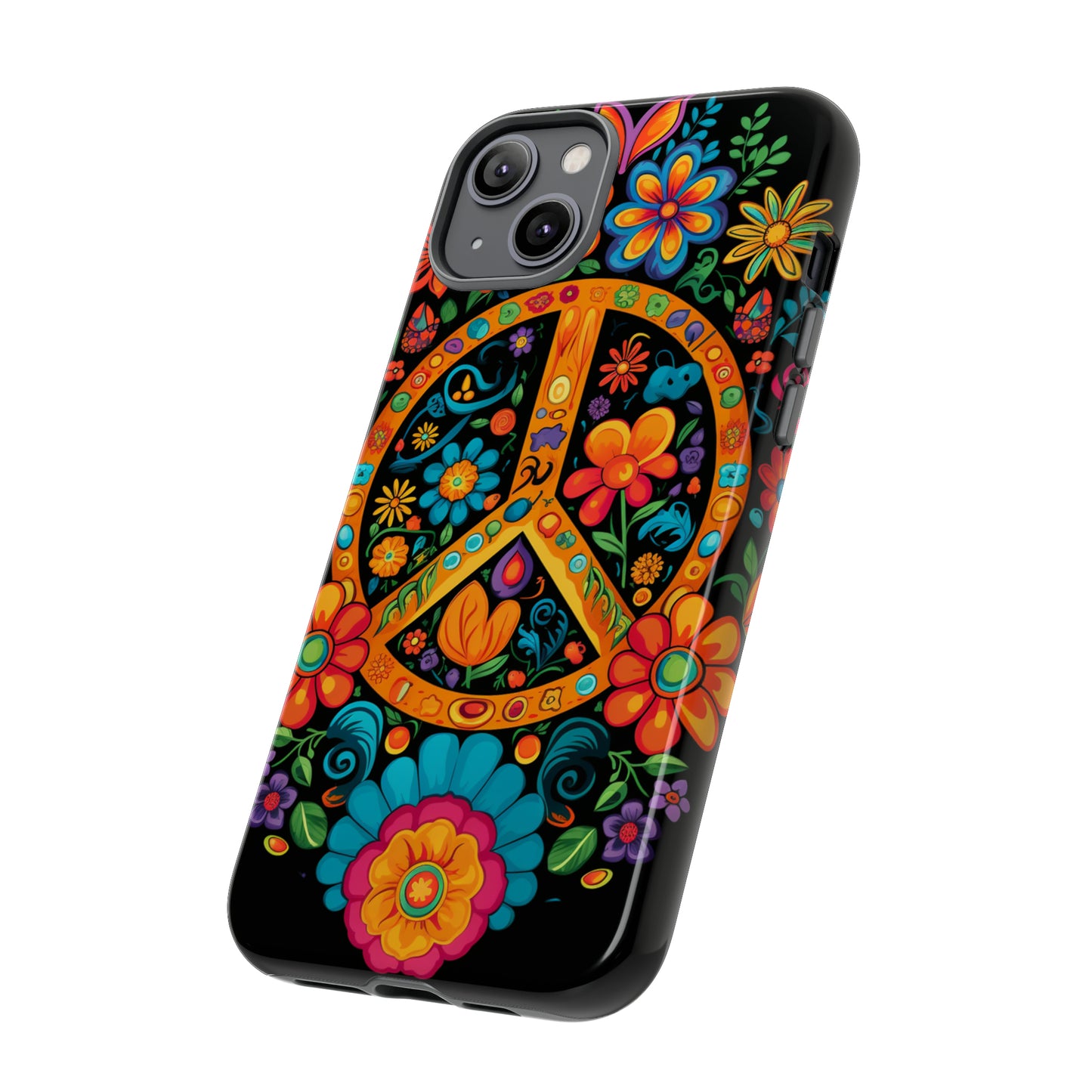 Peace Sign Embroidery Floral Hippie Style Phone Case