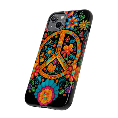 Peace Sign Embroidery Floral Hippie Style Phone Case