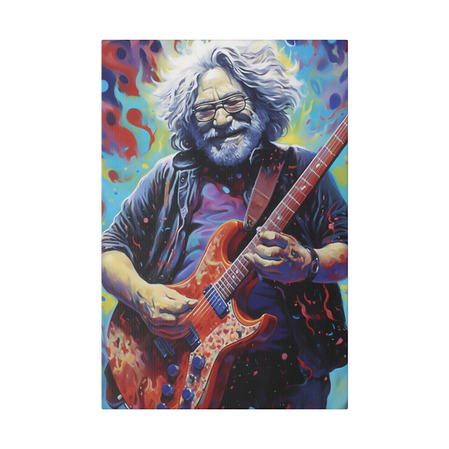 Jerry Garcia Rocking Guitar Pop Art  | Stretched Canvas Print