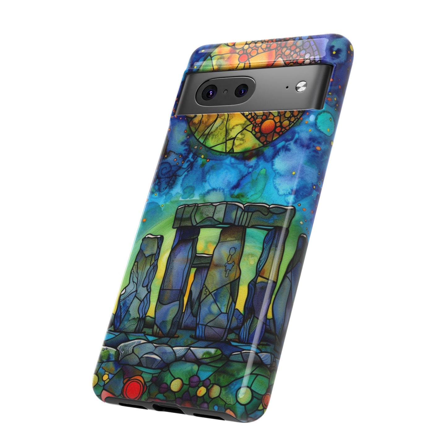 Stonehenge Neolithic Full Moon Stained Glass Watercolor Phone Cover