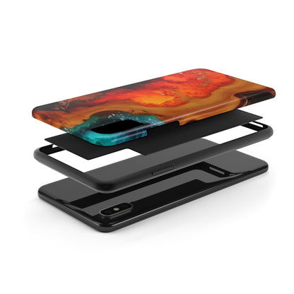 Faux Wood and Colorful Epoxy iPhone Case | Embrace the Beauty of Nature and Vibrant Artistry