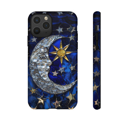 Cosmic Moon & Stars Stained Glass Starry Night Phone Case