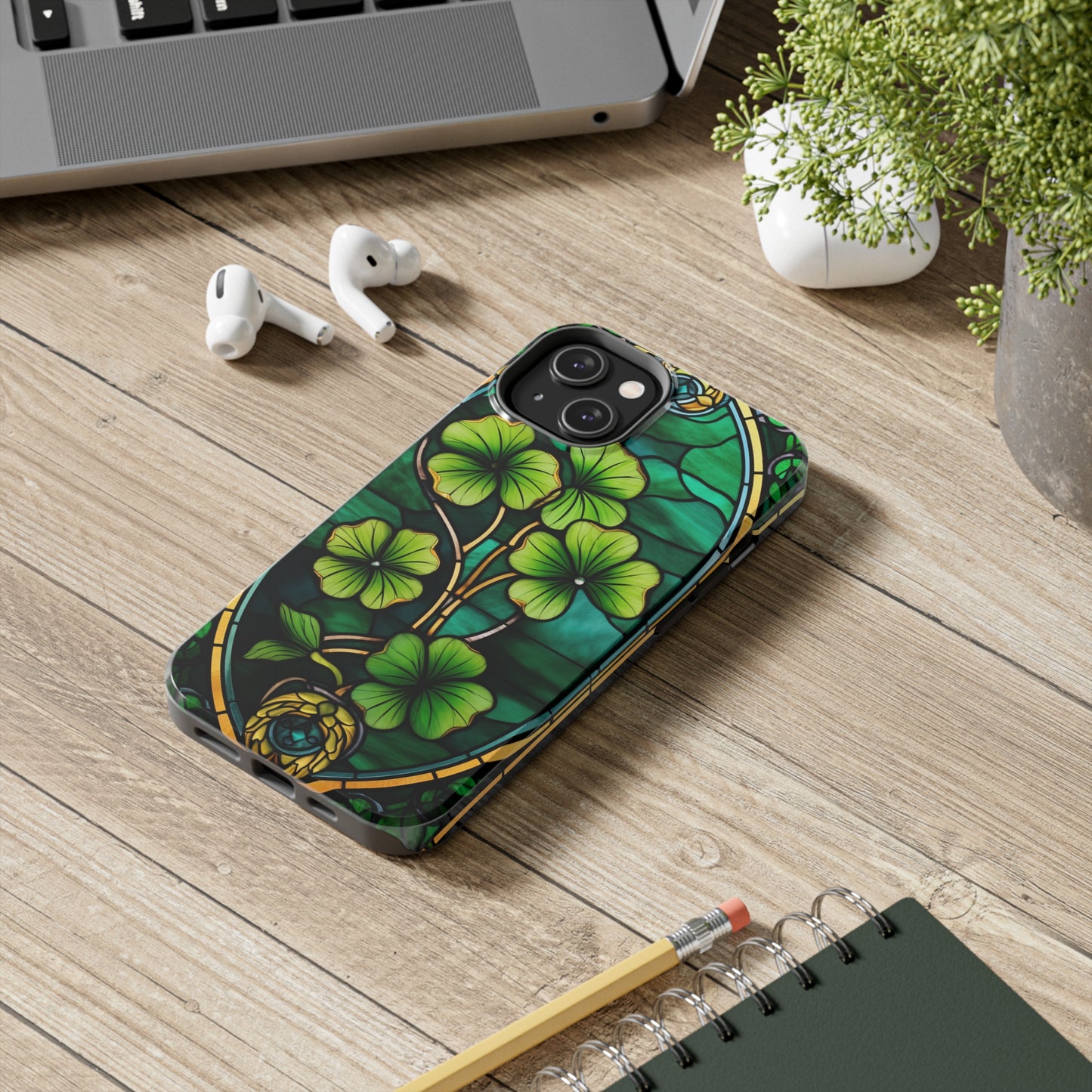 Lucky Charm: Four-Leaf Clover Phone Case | Symbol of Fortune for iPhone Models 11 through 14 Pro Max