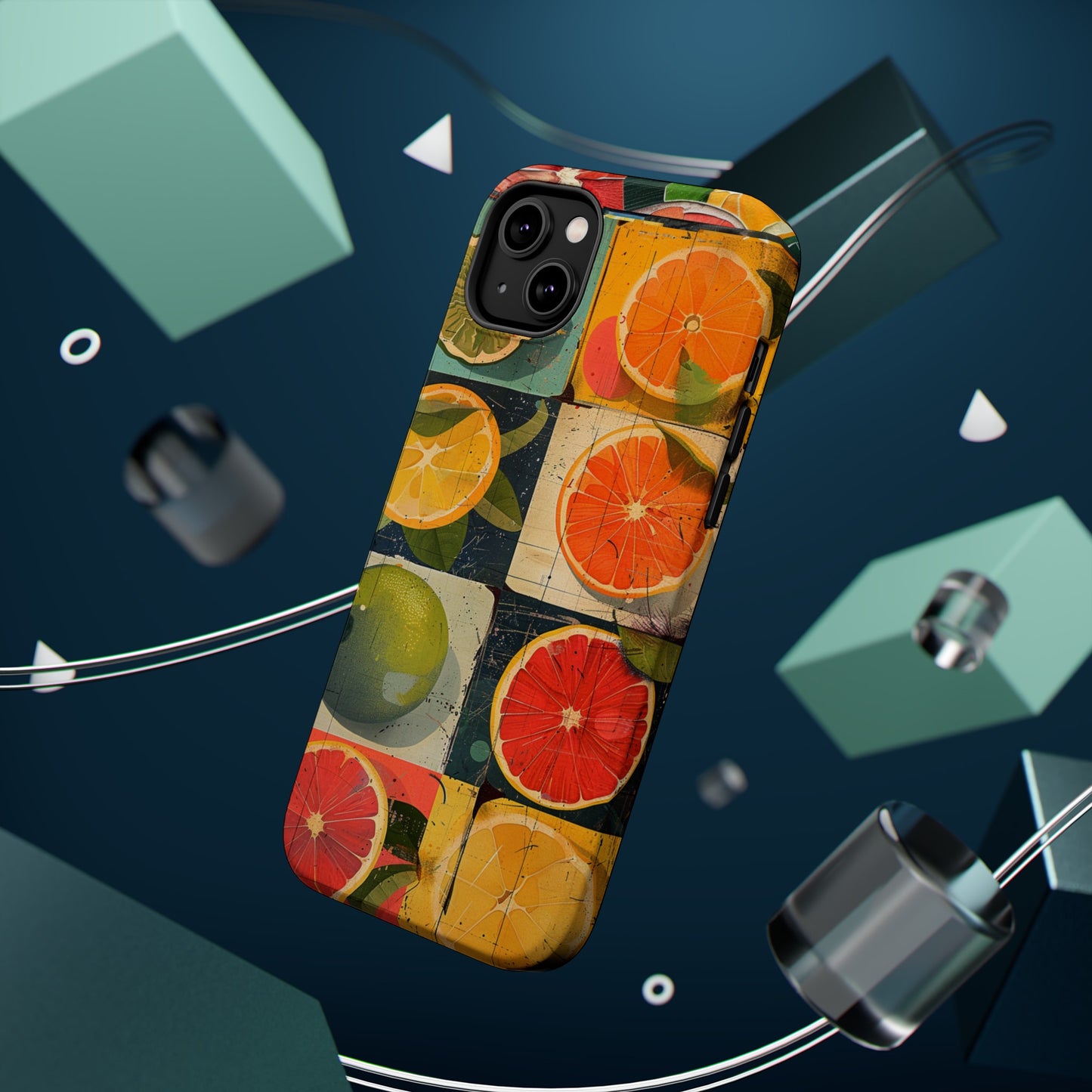 Italian Tile Citrus Fruit Abstract Floral Summer Style MagSafe Phone Case