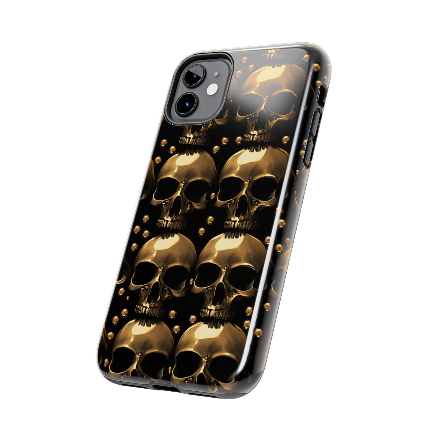 iPhone Case Golden Enigma: Where Goth Meets Glamour | Gold Skulls iPhone Tough Case