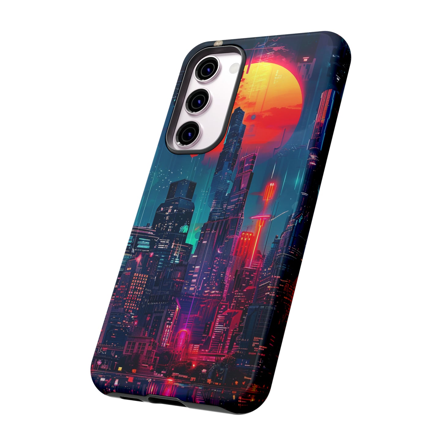 Cyberpunk Full Moon Cityscape Phone Case